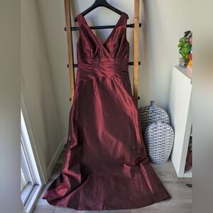 Belsoie Women's Burgundy Evening Maxi Dress - Size 10